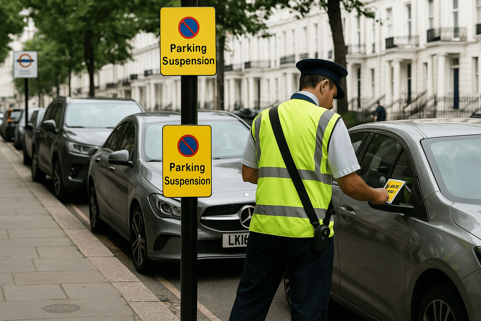 London Warden giving out a parking ticket